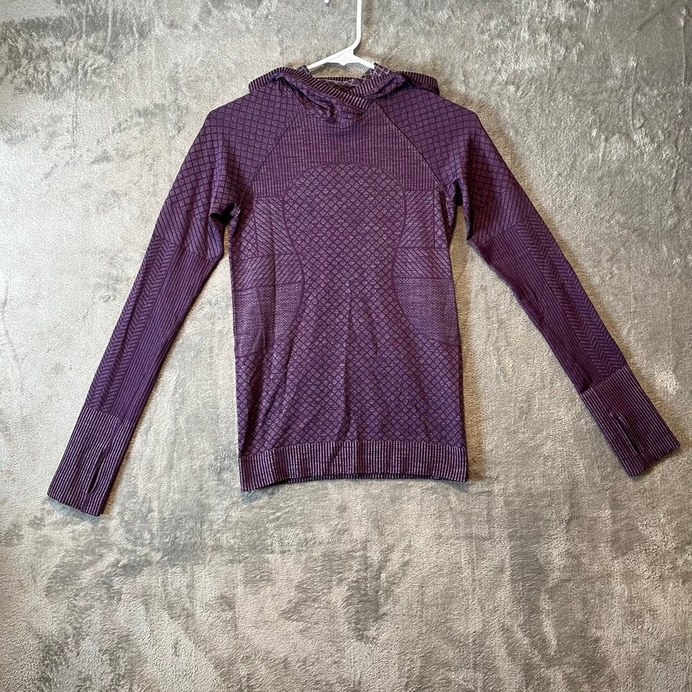 Lululemon Sz 4 Long Sleeve Rest Less Hoodie Patchwork Galactic Grape Silver